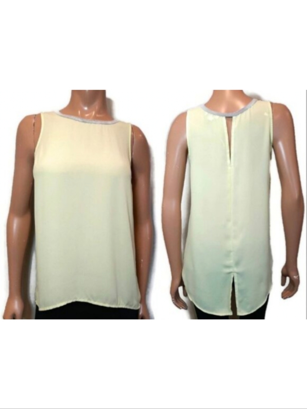 💠SMART SET Sheer Chiffon Sleeveless Split Rounded Hem Top Yellow